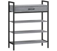 HOMCOM Estante de Zapatos de 4 Niveles, Estante de Vestíbulo para hasta 9 Pares de Zapatos, Tablero de Partículas, Metal, Gris Aosom España