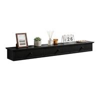 HOMCOM Estante flotante de pared con 3 cajones, unidad de almacenamiento de exhibición, estante montado en la pared para entrada, cocina y sala de estar, 93 x 15 x 10 cm, color negro