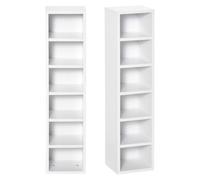HOMCOM Estante para CD 2-Pack de Madera Almacenaje Blanco 21x19.2x88.3 cm | Estante para CD de pie con 12 compartimentos abiertos, decorativo.