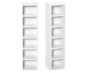 HOMCOM Estante para CD 2-Pack de Madera Almacenaje Blanco 21x19.2x88.3 cm | Estante para CD de pie con 12 compartimentos abiertos, decorativo.