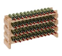 HOMCOM Estante para Vino para 48 Botellas 114x28x56.5cm Madera Natural | Estante para vino modular y apilable de 4 niveles, estante de pino macizo, para bodega, bares, sótanos.