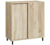 HOMCOM Estante para Zapatos de Entrada 4 Niveles 80x40x93cm Color Madera | Zapatero, aglomerado y acero, puerta corredera, hasta 12 pares