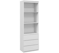 HOMCOM Estantería alta de 180 cm con 3 estantes y 3 cajones 60 x 35 x 180 cm de madera blanco