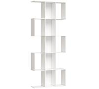 HOMCOM Estantería Alta en Forma de S de 5 Niveles para Salón Dormitorio Estudio Oficina 80x24x200 cm Blanco Aosom España