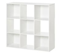 HOMCOM Estantería Baja 9 Cubos 3 Niveles 91,5×29,5×91,5 cm Librería Blanca Estantería de Pie Madera Aosom España