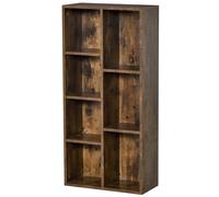 HOMCOM Estantería Baja de Madera Armario de Libros con 7 Compartimentos para Plantas Archivos 50x24x106 cm Marrón Rústico Aosom España