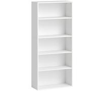 HOMCOM Estantería Blanca 60x24x133,5 cm Melamina con 2 Ajustables y Sistema Antivuelco para Oficina Salón o Dormitorio Aosom España
