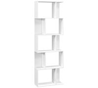 HOMCOM Estantería Blanca 60x24x184,5 cm Librería de 5 Niveles en Forma de S con 10 Estantes para Dormitorio Estudio Oficina Aosom España