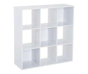 HOMCOM Estantería Blanca para Casa y Oficina, Estante de Diseño Moderno con 9 Compartimentos de Madera, 91x29.5x91cm