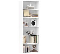 HOMCOM Estantería con 6 Compartimentos y Estante Ajustable para Oficina, salón, Dormitorio, 60 x 24 x 158,5 cm, Color Blanco