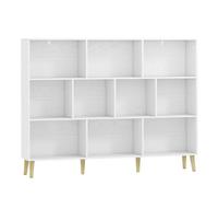 Homcom estantería de 10 cubos, librería de 3 niveles con patas de madera maciza, para dormitorio, salón, estudio u oficina, 140x24x107 cm, blanco