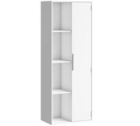 HOMCOM Estantería de 4 niveles con baldas ajustables, estante con armario y puertas para salón, despacho, Blanco