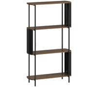 HOMCOM Estantería de 4 niveles, estantería independiente con diseño curvo, estantería industrial para libros, efecto madera marrón Aosom España