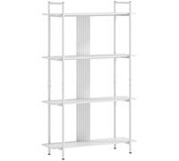 HOMCOM Estantería de 4 Niveles, Panel Perforado, Marco Metálico, Blanco