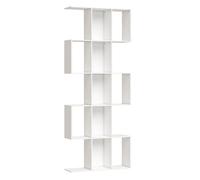 HOMCOM Estantería de 5 Niveles, Biblioteca Estrecha, Librería en Forma de S, para Salón, Dormitorio, Estudio, Oficina, 80x24x200 cm, Blanco