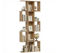 HOMCOM Estantería de 5 Niveles, Biblioteca Estrecha, Librería en Forma de S, para Salón, Dormitorio, Estudio, Oficina, 80x24x200 cm, Roble