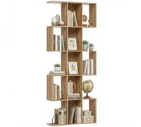HOMCOM Estantería de 5 Niveles, Biblioteca Estrecha, Librería en Forma de S, para Salón, Dormitorio, Estudio, Oficina, 80x24x200 cm, Roble