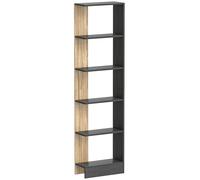 HOMCOM Estantería de 5 Niveles Librería Estrecha para Espacios Pequeños 45x21x170 cm Negro y Roble