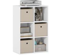 HOMCOM Estantería de 6 Cubos 3 Cajones Tela 53,7x30x79,8 cm Blanco y Beige