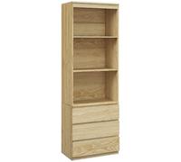 HOMCOM Estantería de 6 Niveles, 80x40x180 cm, Madera Natural | 3 cajones, 3 estantes abiertos, estilo moderno, para sala de estar, oficina, dormitorio