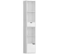HOMCOM Estantería de 6 niveles, ajustable en 3 niveles, con cajón, puerta de armario, estantería adaptable, estantería expositora, Blanco Aosom España