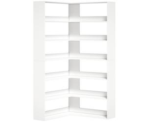 HOMCOM Estantería de 7 Niveles Estantería de Esquina en L con Protector Trasero Antideslizante Blanco con Efecto Madera Aosom España