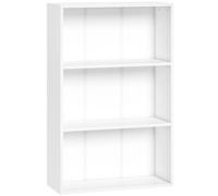 HOMCOM Estantería de Almacenaje con 3 Compartimentos y Estante Regulable 60 x 24 x 93 cm Blanco Aosom España