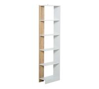 HOMCOM Estantería de Almacenaje 5 Estantes 45x21x170 cm Blanco Roble | Librería Multiusos, para Estudio Oficina, Base Elevada, Diseño Elegante