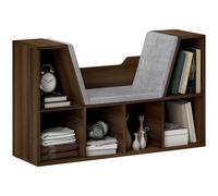 HOMCOM Estantería de Almacenamiento con Asiento de Lectura Acolchado, Organizador de estantería de Cubo para Dormitorio, Sala de Estar, Color castaño