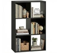 HOMCOM Estantería de almacenamiento de estilo industrial, estantería con 6 compartimentos, estantería independiente para sala de estar, estudio en casa, efecto madera negra