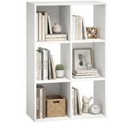 HOMCOM Estantería de almacenamiento de estilo industrial, estantería con 6 compartimentos, estantería independiente para sala de estar, estudio en casa, efecto madera blanca
