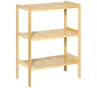 HOMCOM Estantería de Bambú de 3 Niveles Mueble Organizador Multifuncional para Baño Cocina Salón 62x33x80 cm Natural Aosom España
