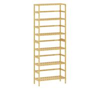 Homcom estantería de bambú de 6 niveles, estantería almacenaje, estantes ajustables, librería estrecha para espacios pequeños, baño, sala de estar y cocina, 60x26x161 cm, natural 60 cm