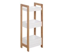 HOMCOM Estantería de Baño con 3 Estantes Organizador de Almacenaje Bambú para Cocina Sala de Estar Lavadero 27,5x20,8x74 cm Color Blanco y Natural