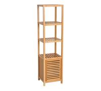 Homcom estantería de baño de bambú estantería de almacenaje para baño con 1 puerta y 4 estantes para cocina salón dormitorio 33x36,5x140 cm natural