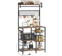HOMCOM Estantería de Cocina 3 Enchufes Luces LED 80x42x162cm Marrón Rústico