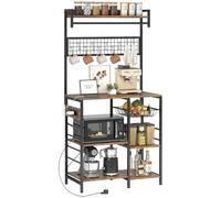 HOMCOM Estantería de Cocina 3 Enchufes Luces LED 80x42x162cm Marrón Rústico
