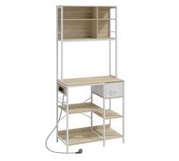 HOMCOM Estantería de Cocina con Enchufes y Puertos USB 80x40x181 cm Roble
