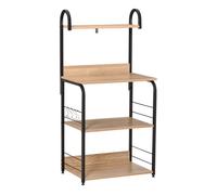 Homcom estantería de cocina de 4 niveles estante de cocina con ganchos estantería para microondas 60x40x125 cm madera natural