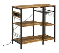HOMCOM Estantería de Cocina Industrial con Toma de Corriente 90x40x83 cm Marrón