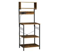 HOMCOM Estantería de Cocina con Toma de Corriente 60x42x153 cm Marrón Rústico Rustic Brown
