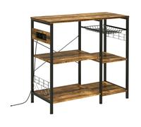 HOMCOM Estantería de Cocina Industrial con Toma de Corriente 90x40x83 cm Marrón