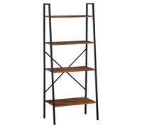 HOMCOM Estantería de Escalera Estantería Industrial Librería con 4 Estantes para Libros para Salón Oficina Estudio 60x35x145 cm Marrón Rústico