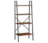 HOMCOM Estantería de Escalera Estantería Industrial Librería con 4 Estantes para Libros para Salón Oficina Estudio 60x35x145 cm Marrón Rústico Black and wood 60x35x145cm
