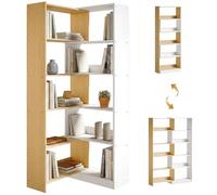 HOMCOM - Estantería de esquina giratoria de 350° a 5 niveles, estante de almacenamiento extensible en forma L, 60-111x24x164cm, estilo moderno, mueble de almacenamiento para sala de estar, oficina