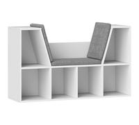 HOMCOM Estantería de libros con asiento, 6 estantes, acolchada, 105 x 30 x 63 cm, blanco