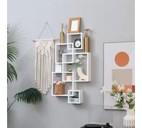 HOMCOM Estantería de Pared con 5 Cubos Estante Flotante de Madera para Salón Estilo Moderno 49,5x10,2x86 cm Blanco Aosom España