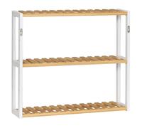 HOMCOM Estantería de pared de bambú 3 niveles – 60x15x54 cm – Madera natural – Salón y baño