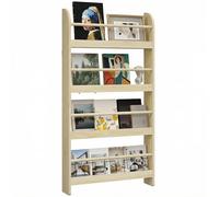 Homcom estantería de pared de libros con 4 estantes librería infantil para hogar oficina carga 30kg 59x12x113 cm natural