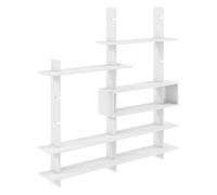 Homcom estantería de pared, librería geométrica con 4 estantes y compartimento central rectangular, estantes decorativos para salón o dormitorio, blanco